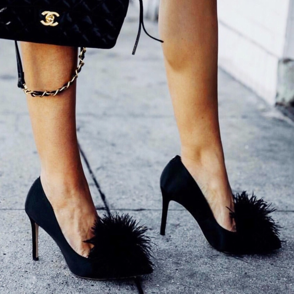 Sam Edelman  Black Haide Satin Pom-Pom Pumps!!